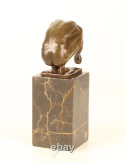 Sculpture Nageur en bronze Art déco sur un marbre noir d'après Milo