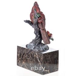 Sculpture Oiseau en bronze coloré sur un socle en marbre d'après Milo