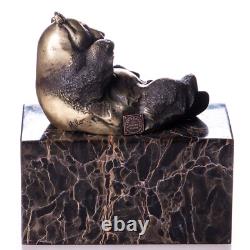 Sculpture Ours panda en bronze sur un marbre noir d'aorès Milo