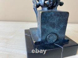 Sculpture Penseur squelette coloré en bronze sur un marbre noir D'aprés Milo