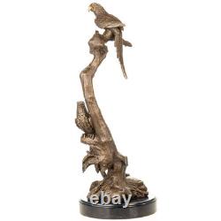 Sculpture Perroquets en bronze sur un socle en marbre noir d'après Milo