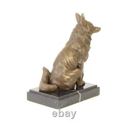 Sculpture Renard Art déco en bronze sur un marbre noir d'après Nick