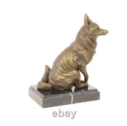 Sculpture Renard Art déco en bronze sur un marbre noir d'après Nick