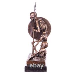 Sculpture Squelette bronze avec lance et bouclier sur un marbre Daprès Milo