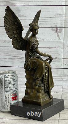 Sculpture Statue Déesse Moreau Signée Bronze Marbre Sur Trône Céleste