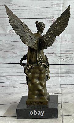 Sculpture Statue Déesse Moreau Signée Bronze Marbre Sur Trône Céleste