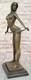 Sculpture Statue F&eacute;minine Nue En Bronze Chaud Sign&eacute;e Art D&eacute;co Sur Marbre