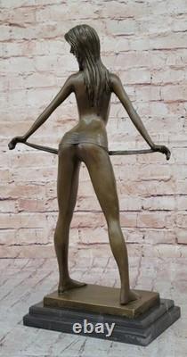 Sculpture Statue Féminine Nue En Bronze Chaud Signée Art Déco Sur Marbre