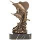 Sculpture D'espadon En Bronze Sur Socle En Marbre Noir Art D&eacute;co Sign&eacute;e
