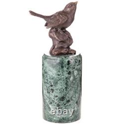 Sculpture d'oiseau en bronze sur un marbre verte d'après Milo