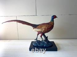 Sculpture d'un Faisan en bronze style Viennois sur unsocle en marbre noir Signée