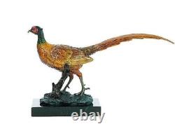 Sculpture d'un faisan en bronze style Viennois sur unsocle en marbre noir Signée