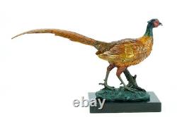 Sculpture d'un faisan en bronze style Viennois sur unsocle en marbre noir Signée