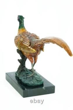 Sculpture d'un faisan en bronze style Viennois sur unsocle en marbre noir Signée