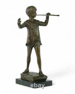 Sculpture de Peter Pan en bronze sur un socle en marbre d'après George Frampton