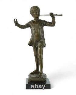 Sculpture de Peter Pan en bronze sur un socle en marbre d'après George Frampton
