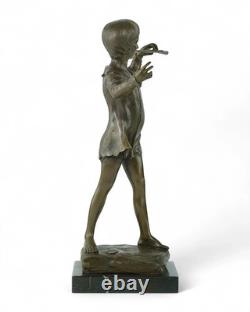 Sculpture de Peter Pan en bronze sur un socle en marbre d'après George Frampton