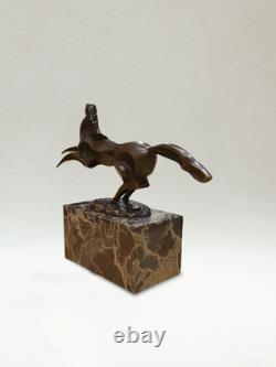 Sculpture en bronze Cheval au galop Signée Milo Socle marbre 18cm