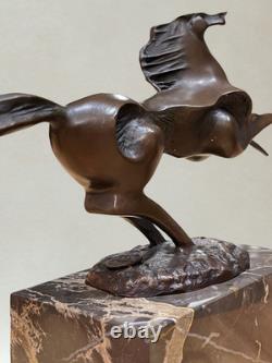 Sculpture en bronze Cheval au galop Signée Milo Socle marbre 18cm