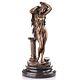 Sculpture En Bronze Femme Nue Grecque Se Baignant Sur Un Marbre Noir Signée