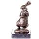 Sculpture En Bronze Lapin De P&acirc;ques Sur Un Marbre Noir D'apr&egrave;s Milo