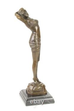 Sculpture en bronze Nomme Reveil Art déco sur un marbre noir d'après Philips