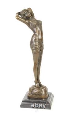 Sculpture en bronze Nomme Reveil Art déco sur un marbre noir d'après Philips