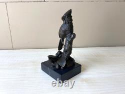 Sculpture en bronze Oiseau Cardinal du Nord sur socle en marbre d'après Milo