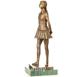 Sculpture en bronze Petite danseuse de 14 ans sur un marbre verte d'après Degas