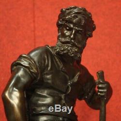 Sculpture en bronze statue art base en marbre signé style ancien 900