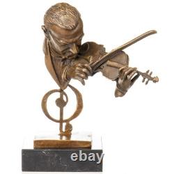 Sculpture un Homme avec un violon sur un socle en marbre noir d'après Milo