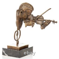 Sculpture un Homme avec un violon sur un socle en marbre noir d'après Milo