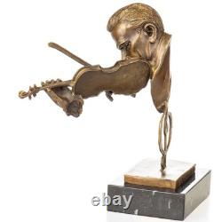 Sculpture un Homme avec un violon sur un socle en marbre noir d'après Milo