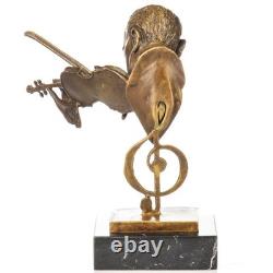 Sculpture un Homme avec un violon sur un socle en marbre noir d'après Milo