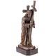 Scupture En Bronze De J&eacute;sus Avec Croix Sur Un Marbre Noir D'apr&egrave;s Valli