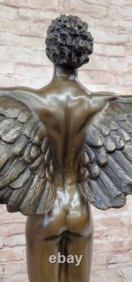 Signé A. A. Weinman, Sculpture En Bronze D'Icare Nu, Art Déco, Socle En Marbre Signé A. A. Weinman, Sculpture En Bronze D'Icare Nu, Art Déco, Socle En Marbre