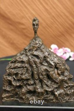 Signé Abstrait Art Moderne Mâle Bronze Sculpture Mi Siècle Marbre Art Figurine