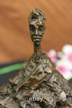 Signé Abstrait Art Moderne Mâle Bronze Sculpture Mi Siècle Marbre Figurine Nr