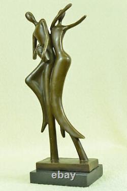 Signé Abstrait Doit We Dance Bronze Sculpture Par Milo Marbre Base Figurine Art