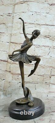 Signé Abstrait Prima Ballerine Après M. LOPEZ Bronze Marbre Base Sculpture Figur
