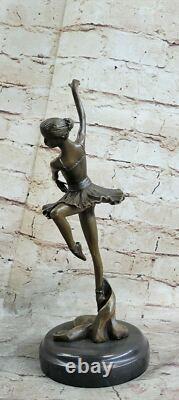 Signé Abstrait Prima Ballerine Après M. LOPEZ Bronze Marbre Base Sculpture Figur