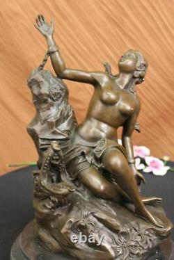 Signé Adam Déesse Bronze Figurine Marbre Base Sculpture Chaud Fonte Cadeau