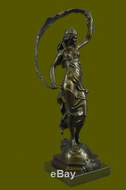 Signé Aldo Vitaleh Beauté Ruban Danseuse Bronze Sculpture Marbre Statue Décor