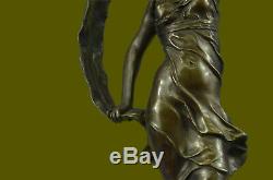 Signé Aldo Vitaleh Beauté Ruban Danseuse Bronze Sculpture Marbre Statue Décor