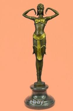 Signé Art Déco Chiparus Ventre Danseuse Marbre Affaire Bronze Sculpture Statue