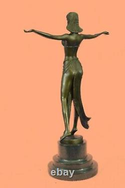Signé Art Déco Descomps Ventre Dancer Marbre Deal Bronze Sculpture Statue Deal