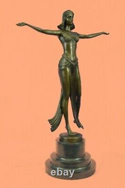 Signé Art Déco Descomps Ventre Dancer Marbre Deal Bronze Sculpture Statue Deal