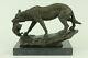 Signé Barye Loup Avec Lionceau Bronze Sculpture Statue Marbre Base Art Deal