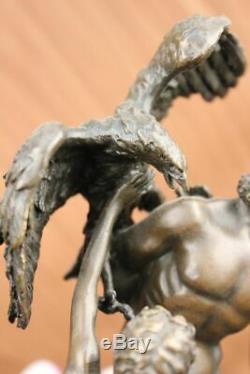 Signé Bologne Zeus Avec Nymphes Et Aigle Bronze Sculpture Statue Marbre Décor