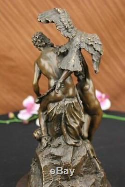 Signé Bologne Zeus Avec Nymphes Et Aigle Bronze Sculpture Statue Marbre Décor